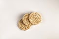 Three dietary, crunchy and very healthy rice cakes Royalty Free Stock Photo