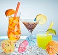 Three different boba tea cocktails Royalty Free Stock Photo