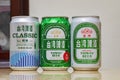 Three different can style of Taiwan Beer