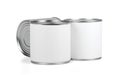 Three different canned food cans