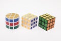 Three different color cube puzzle with clipping path