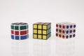 Three different color cube puzzle with clipping path