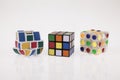 Three different color cube puzzle with clipping path