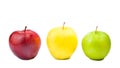 Three different colorful apples
