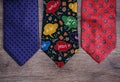 Three different colorful ties Royalty Free Stock Photo