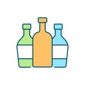 Three different glass bottles RGB color icon Royalty Free Stock Photo