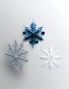 three different illustration of snowflakes in an abstract way, ai generated image Royalty Free Stock Photo