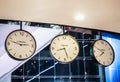 Three differnt international hanging wall clock, London, Tokyo, Paris