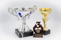 Three different kind of trophies. Isolated on white background