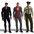 Three different outfits: Biker, Dressman, Royalty Free Stock Photo