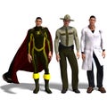 Three different outfits: Hero, Policeman, Doc Royalty Free Stock Photo