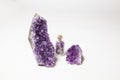 Three different pieces of amethyst