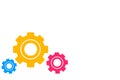 Three Different Sized Colored Cog Wheels Gear Engaging, Interlocking, Tessellating. Creative Background Idea for