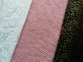 Three different textures of fabric