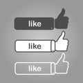 three different thumbs up likes with writing