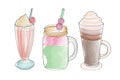 Three different types of drinks displayed Royalty Free Stock Photo