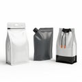 Three different types of packaging bags isolated on white background Royalty Free Stock Photo