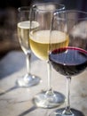 Three different types of wine Royalty Free Stock Photo