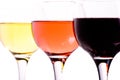 Three different wine glasses Royalty Free Stock Photo