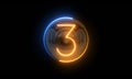 Three. Digit 3. Nixie tube indicator digit. Gas discharge indicators and lamps. 3D. 3D Rendering