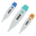 Three digital thermometers, icon