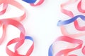 Three dimensional abstract dynamic composition of twisted wavy lines, weaving colored ribbons, futuristic streamline