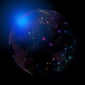 Three-dimensional abstract planet dots representing the global international meaning Royalty Free Stock Photo