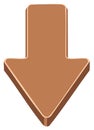 Three-Dimensional Arrow Pointing Downward in Brown Hues Indicating Directionality and Navigation Royalty Free Stock Photo