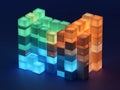 Luminous Three Dimensional Bar Chart Representing Information and Trends with Vibrant Gradient Blocks Royalty Free Stock Photo