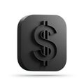 A three-dimensional black dollar sign symbol is embossed on a rounded rectangular block. The block Royalty Free Stock Photo