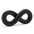 Black 3D Infinity Symbol with Smooth Surface on White Background endless eternal Royalty Free Stock Photo