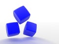 Three dimensional blue cubes