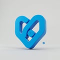 A three-dimensional blue geometric logo resembling a heart with a centralized circular Royalty Free Stock Photo