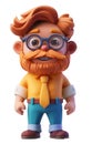 Three dimensional businessman character with glasses and beard illustration.