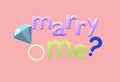 Marry me electronic greeting invitation card with light pink backdrop Royalty Free Stock Photo