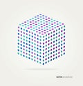 Three-dimensional cube of colored dots