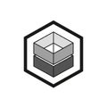 A three dimensional cube composed of two stacked gray rectangular Royalty Free Stock Photo