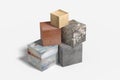 Three-dimensional cube made of different material Royalty Free Stock Photo