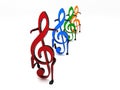 Three dimensional dancing musical notes in row Royalty Free Stock Photo