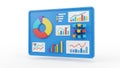 Three-dimensional data visualization dashboard displaying various charts and graphs Royalty Free Stock Photo