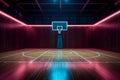 indoor hall virtual neon arena basketball interior corridor background empty modern game. Generative AI.