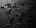 Three-Dimensional Embossed World Map in Dark Grayscale Royalty Free Stock Photo