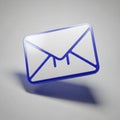 A three-dimensional envelope icon with a transparent center and blue edges is floatin Royalty Free Stock Photo