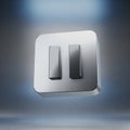 A three-dimensional, floating pause button with metallic texture. The button consists Royalty Free Stock Photo