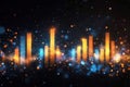 Three-dimensional futuristic stock and investment graphs, trading charts