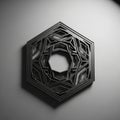 Three-dimensional geometric design features a black hexagona Royalty Free Stock Photo