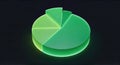 Three dimensional glossy green pie chart icon on dark background business financial presentation infographic element statistics Royalty Free Stock Photo