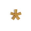 Three-Dimensional Golden Asterisk Symbol (*) for Footnotes, Markings, and Star-Like Design Royalty Free Stock Photo