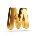 3D Golden Letter M Isolated on White Background with Subtle Shadow alphabet typography Royalty Free Stock Photo