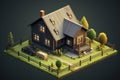 Three-dimensional Gray house isometric. Generate Ai